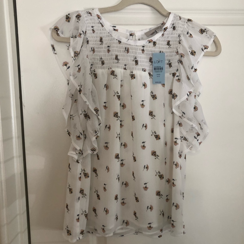 Petite Floral Smocked Sleeve Shell